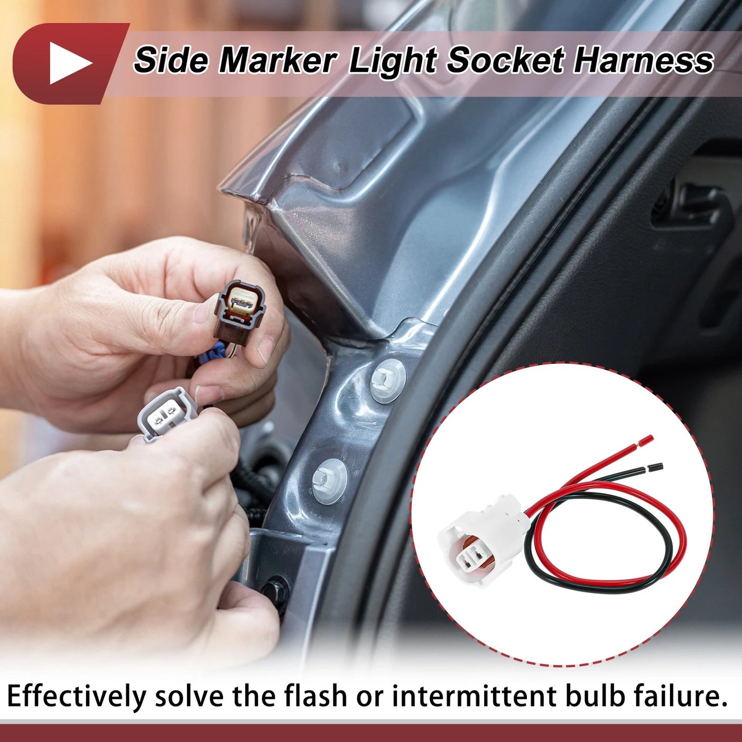 Side Marker Light Socket Wiring / 2 x / Side Marker Light Socket Wiring for Toyota Camry