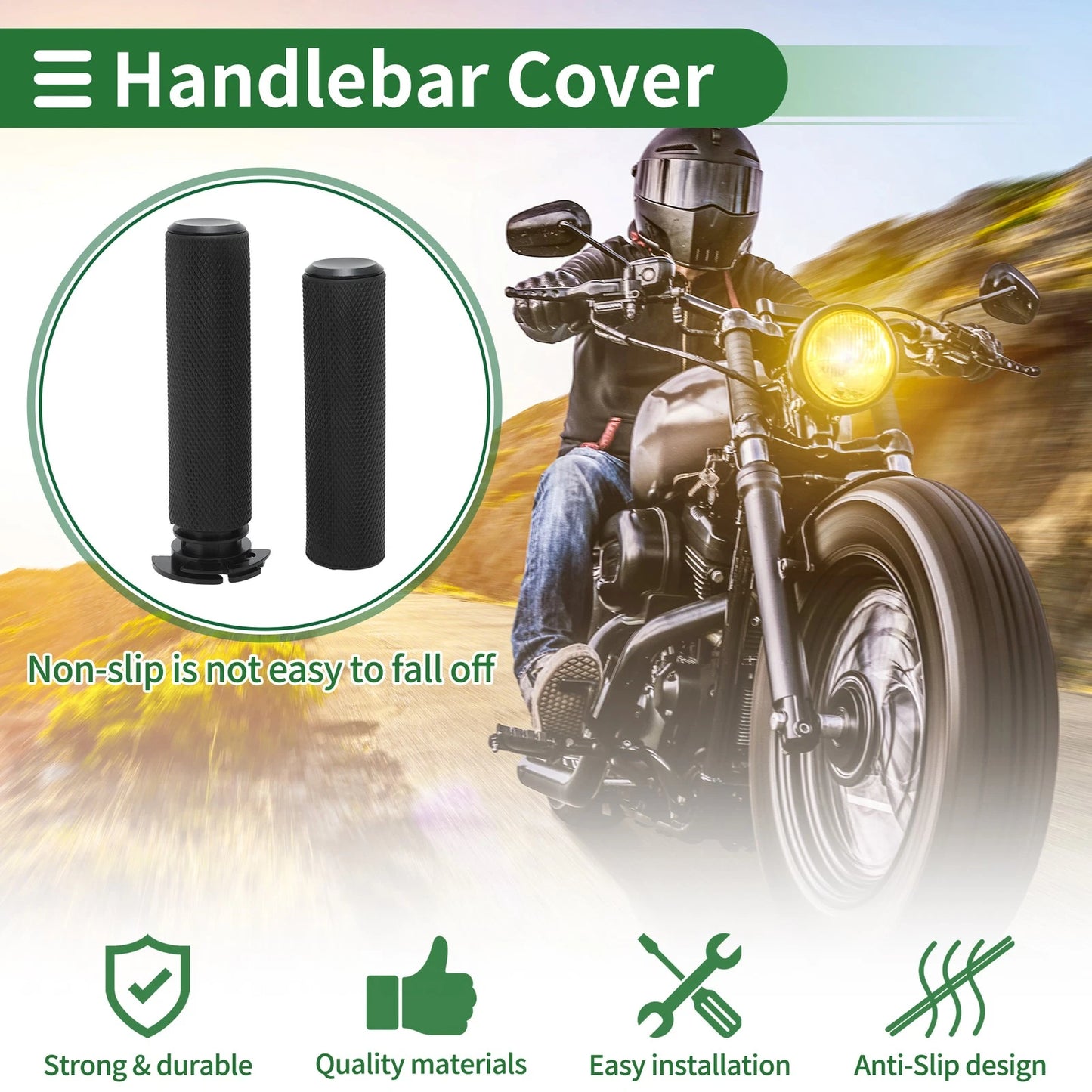 7/8" 22mm Hand Grips TPU Black for Motorcycle