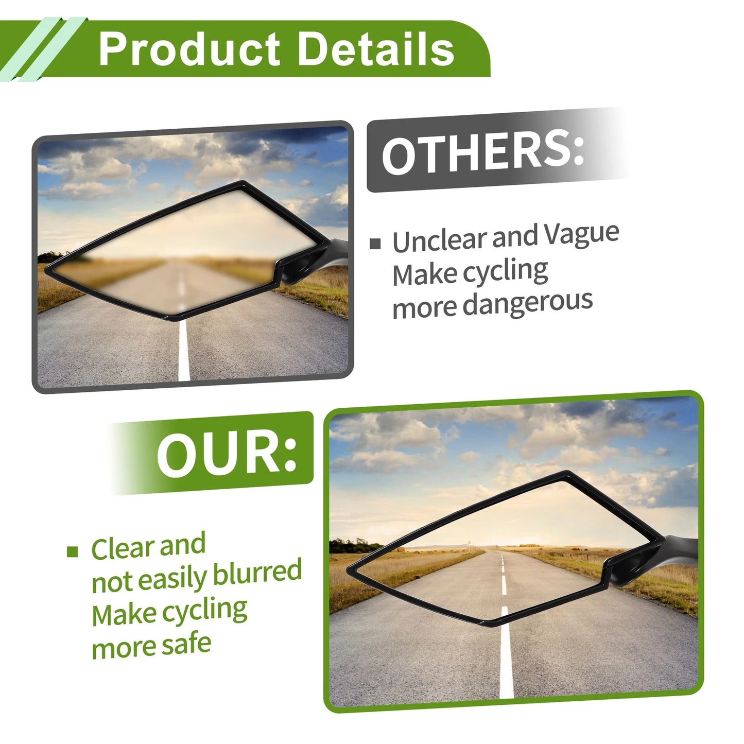 Rear View Mirror / M8/M10 / Prismatic Shape Black Aluminum Plastic for Motorcycle