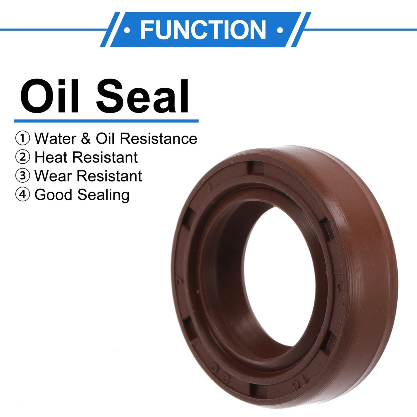 Oil Seal 16x26x7mm Brown 2 Pcs for Rotary Shaft Seal FKM Rubber