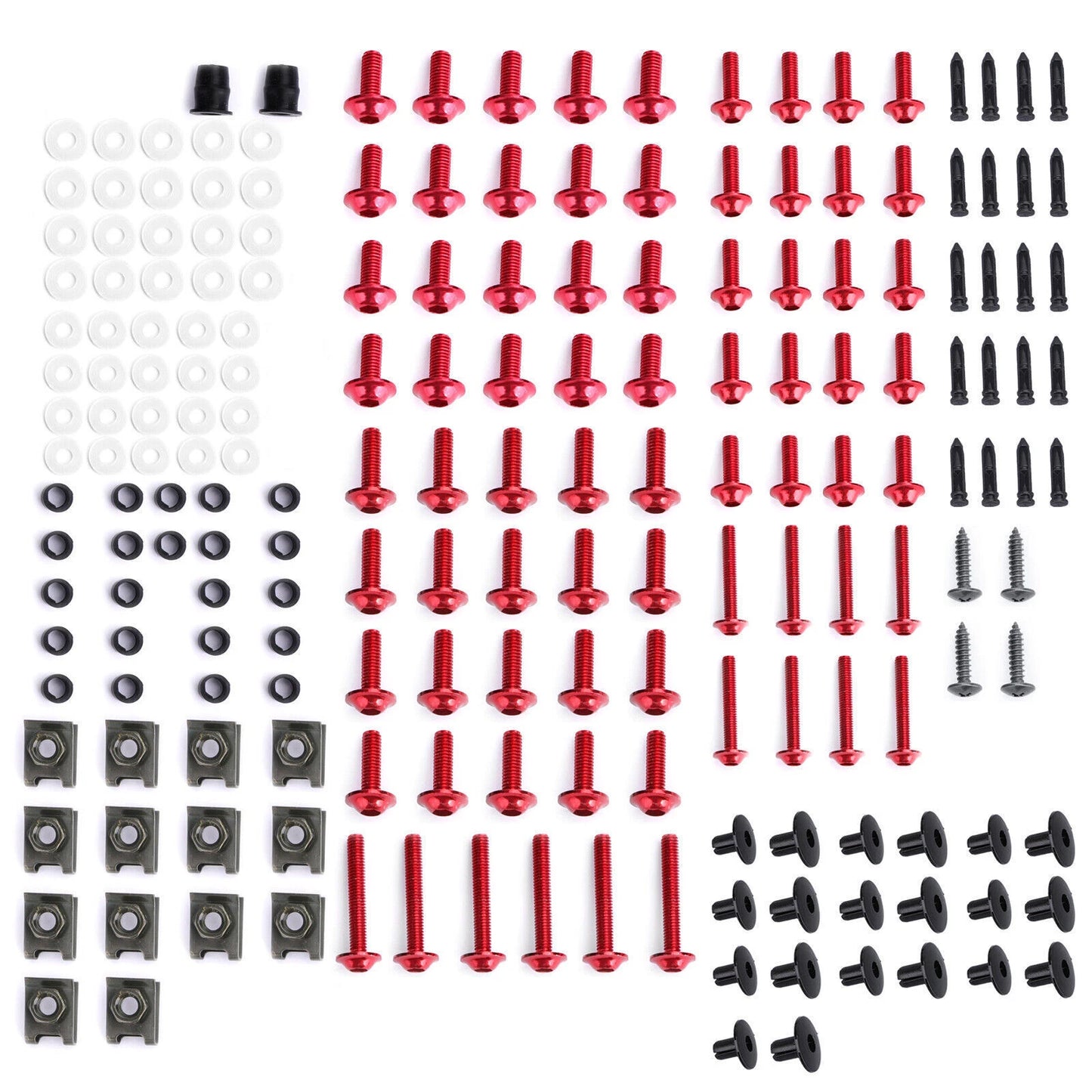 198 PCS Red Fairing Bolts & Clamps Set for AH