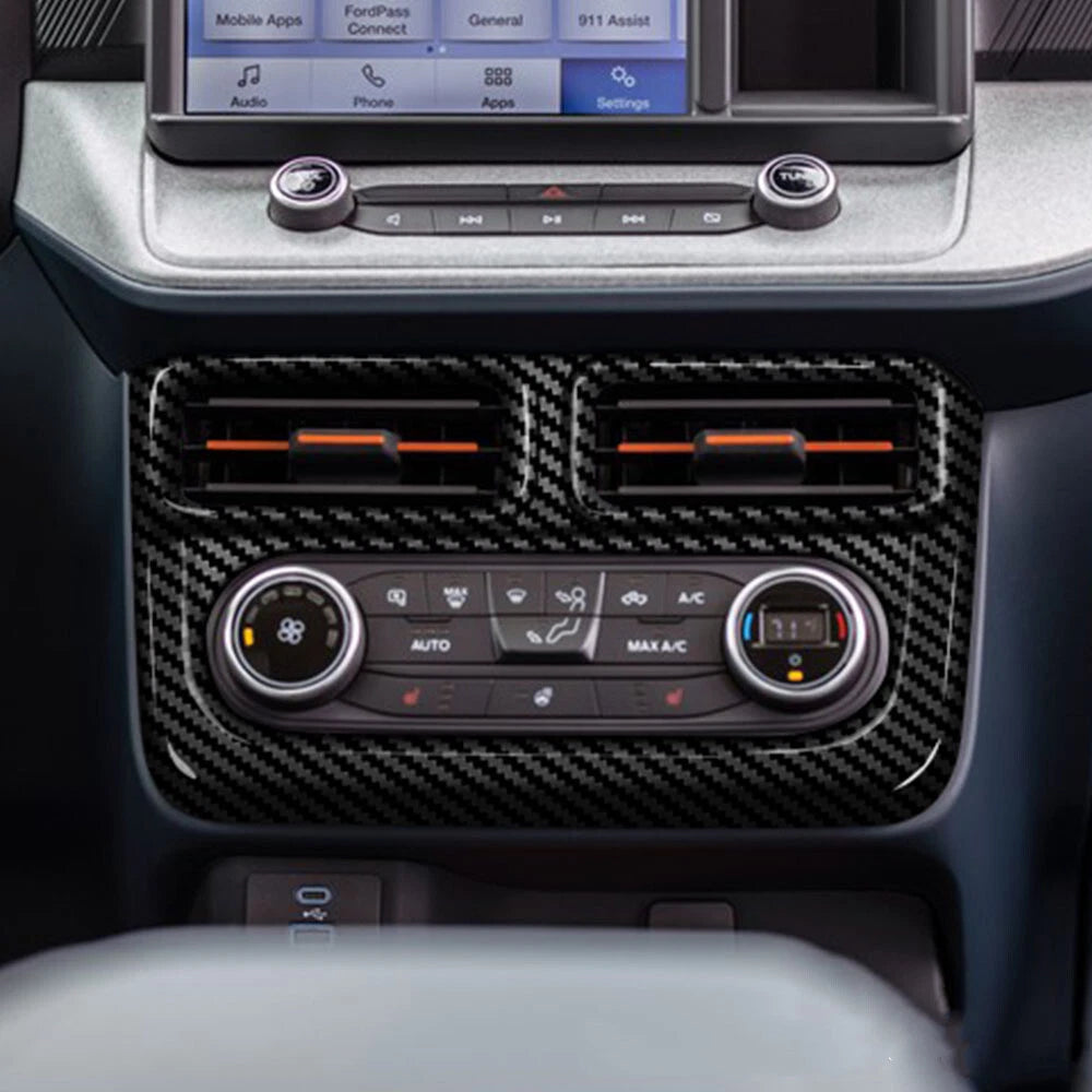 Carbon Fiber Central Control A/C Panel Cover Trim for Ford Maverick (2022–2023)