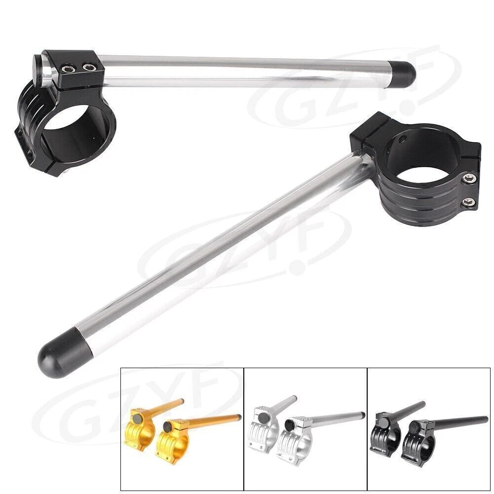 46MM Clip-On Handlebar Replacement for Aluminum Fork Tube - Black Silver