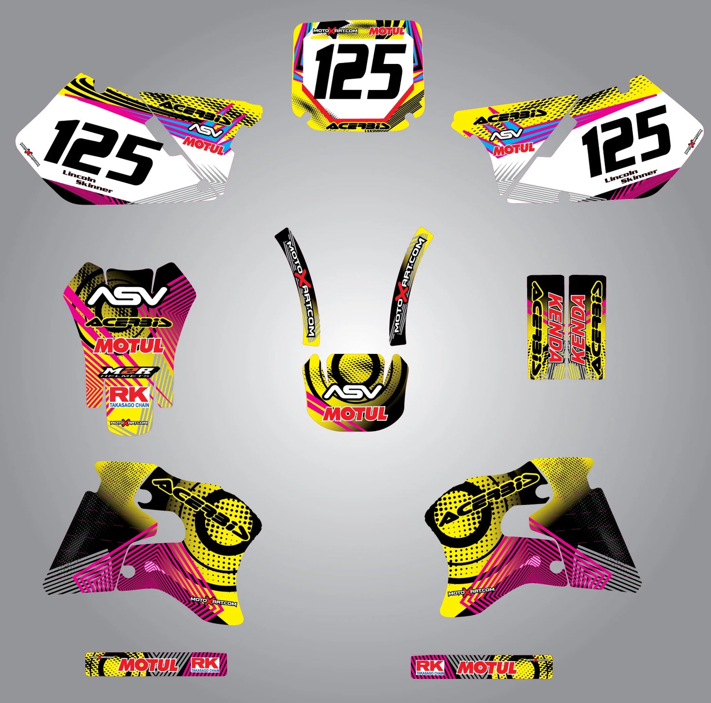 Custom Graphic Kit NEON Stickers for Suzuki RM 125 (1996-1998)