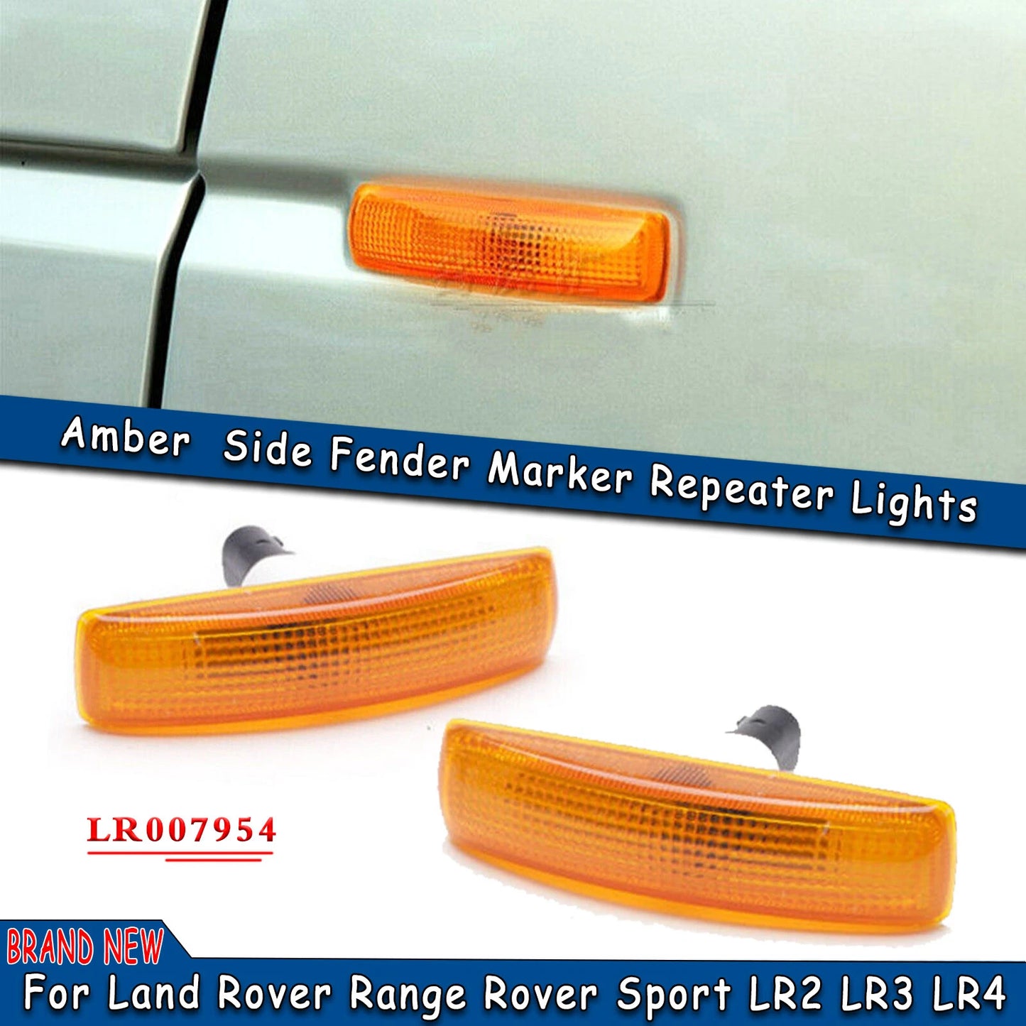 2 x Fender Side Marker Lights for LAND ROVER LR2 LR3 LR4 RR Sport (2006-2016)