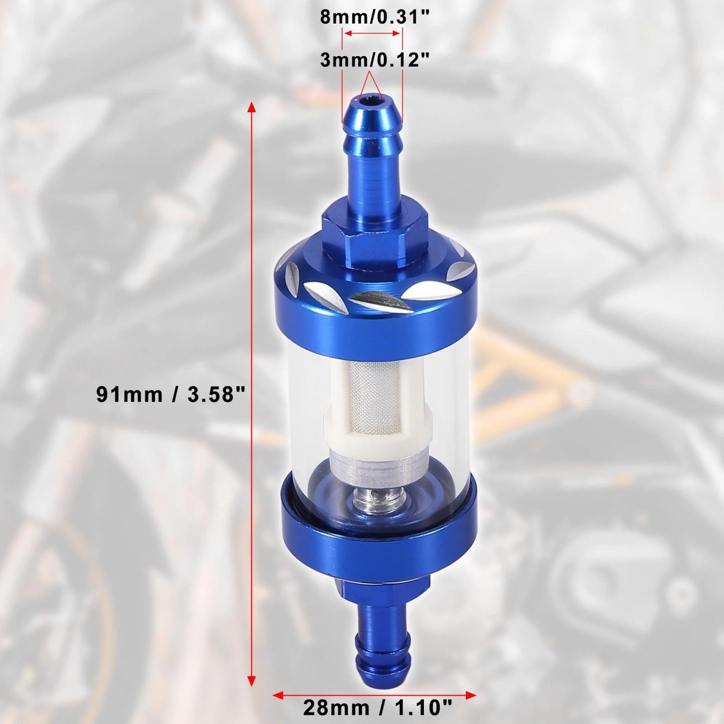 Blue Fuel Filters Engine Inline Gas Fuel Line Filter for Motorcycle Dirt Bike