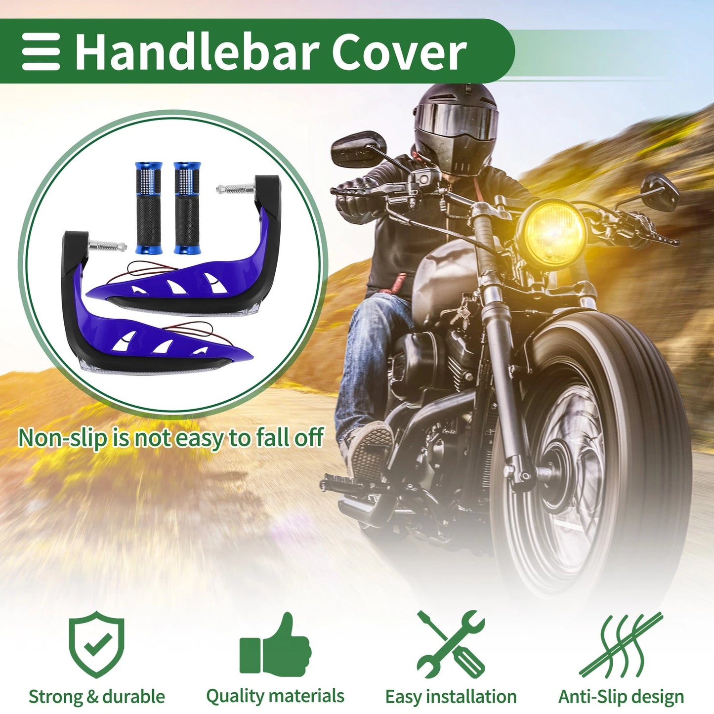 Hand Grips Aluminum Alloy Blue for Motorcycle