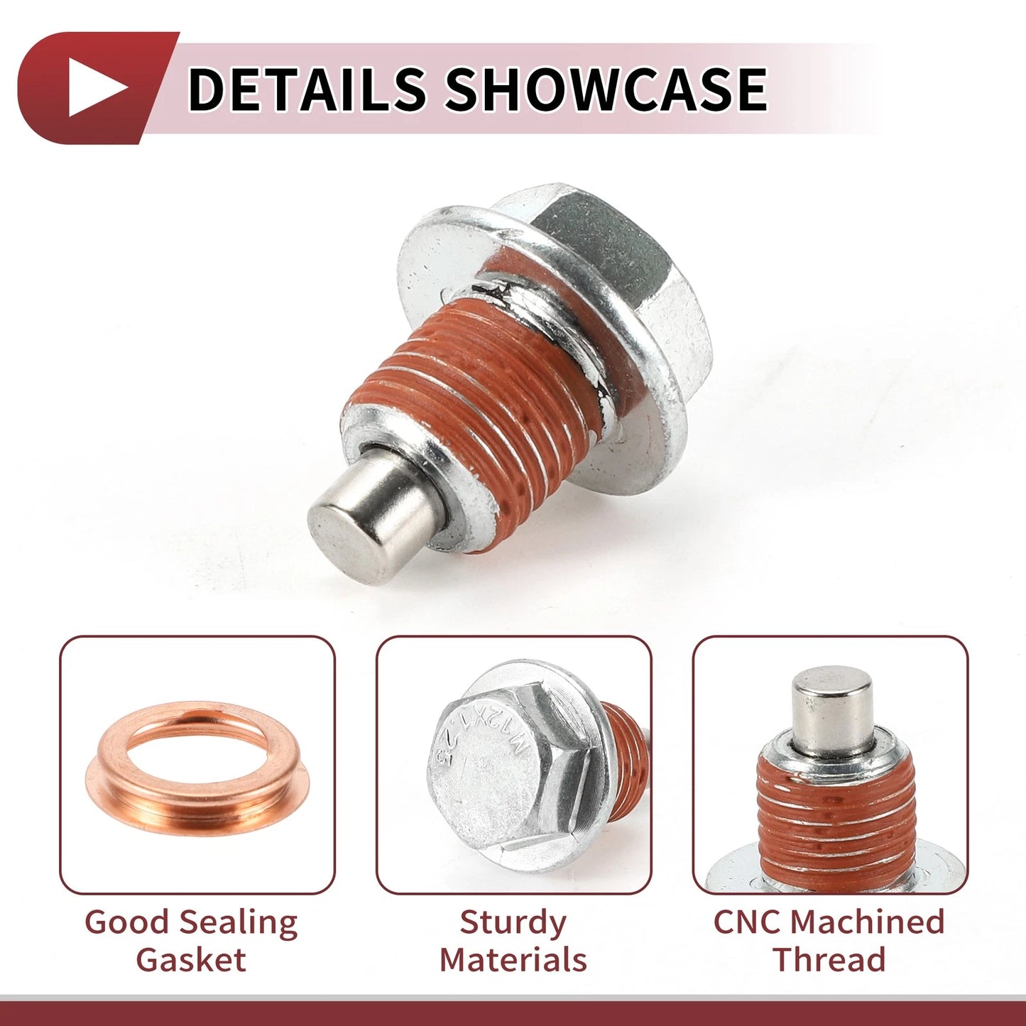 1 Set Metal Oil Drain Plug for Nissan Infiniti Red Silver Tone