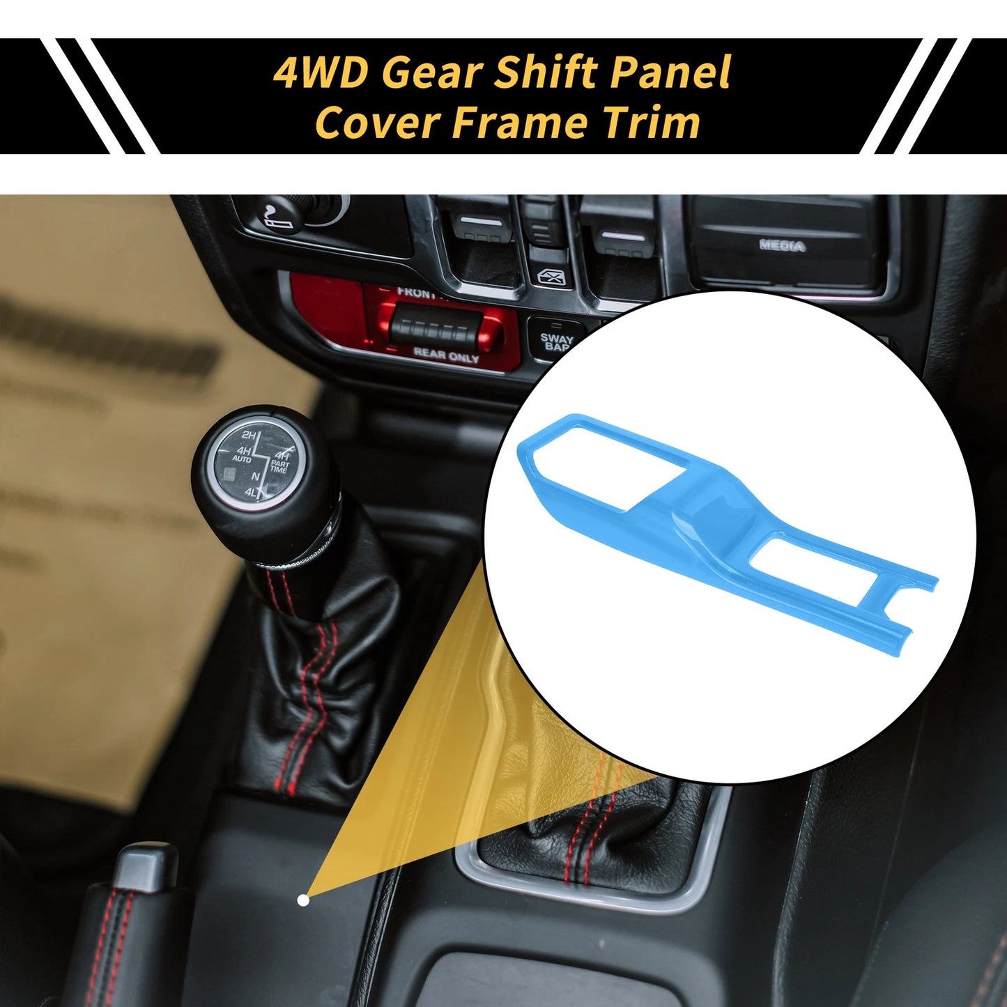 4WD Gear Shift Panel Cover Trim for Jeep Wrangler JL JLU (2018-2024) Light Blue