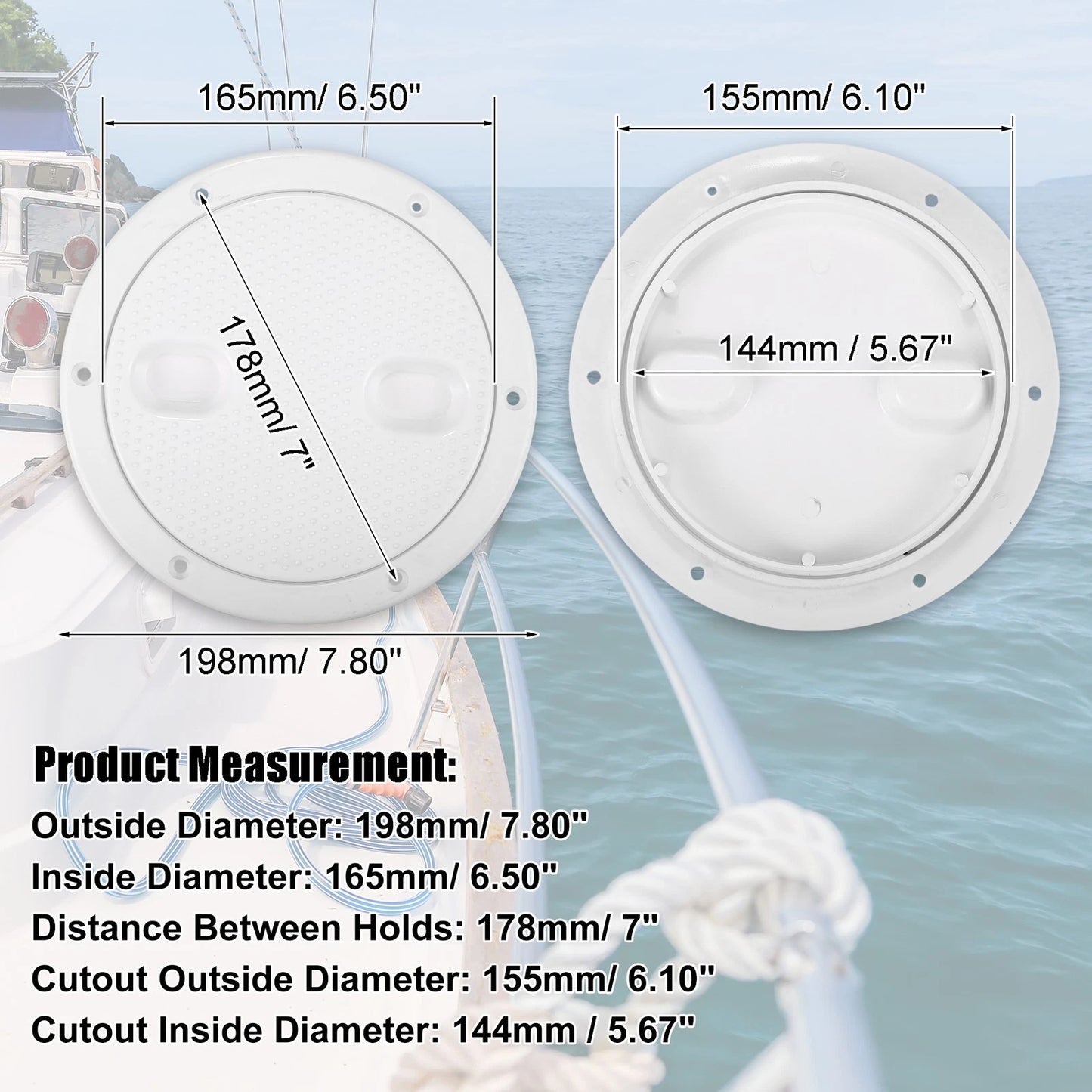 Hatch / 6" Marine Boat Hatch Round Deck Plate Non-Slip White for Boat