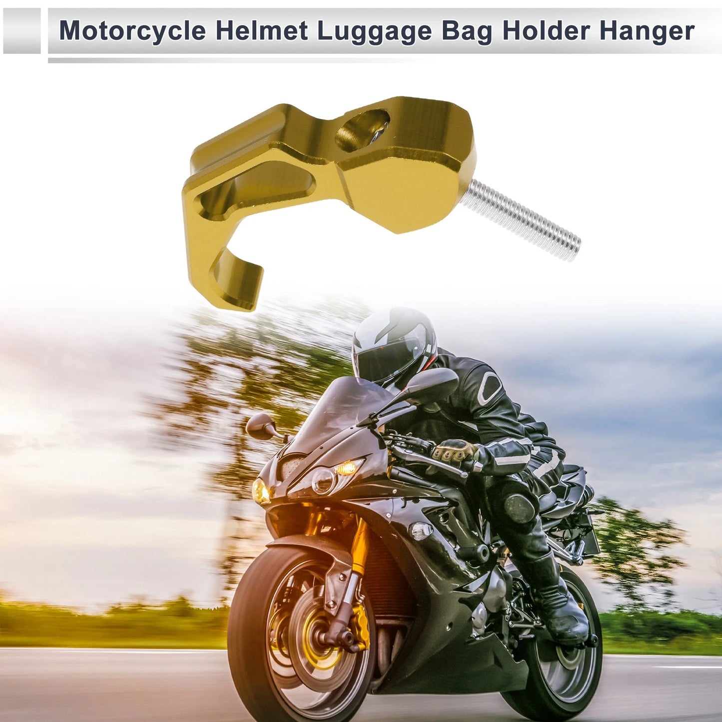 Finger Shape Hook 1 Set Gold Black 68mm Length for Motorcycle