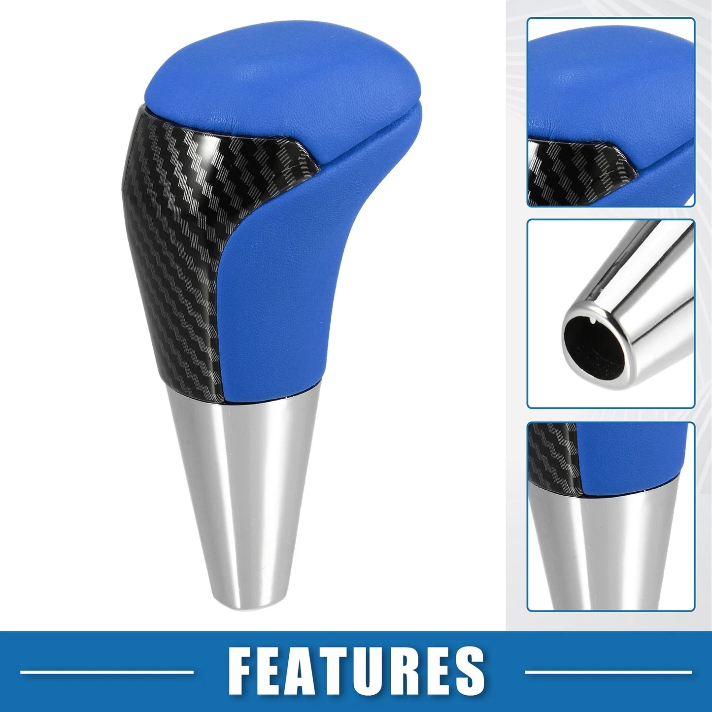 Gear Shift Knob Carbon Fiber Pattern Unpunched Faux Leather Blue for Toyota