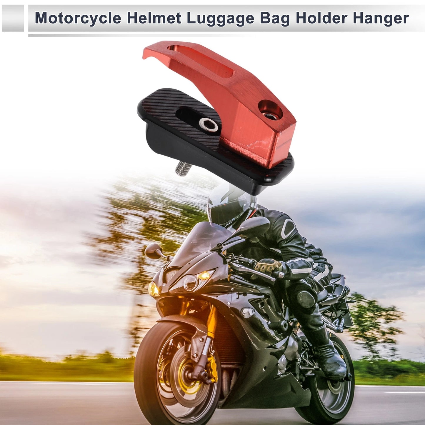 Rectangular Hole Aluminum Alloy Motorcycle Hanging Hook 1 Set Red