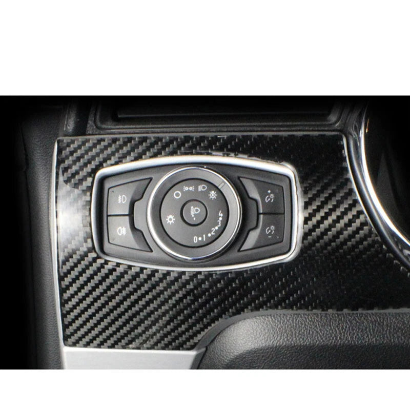 Carbon Fiber Interior Headlight Swich Surround Cover Trim For Mustang 2015- 2018