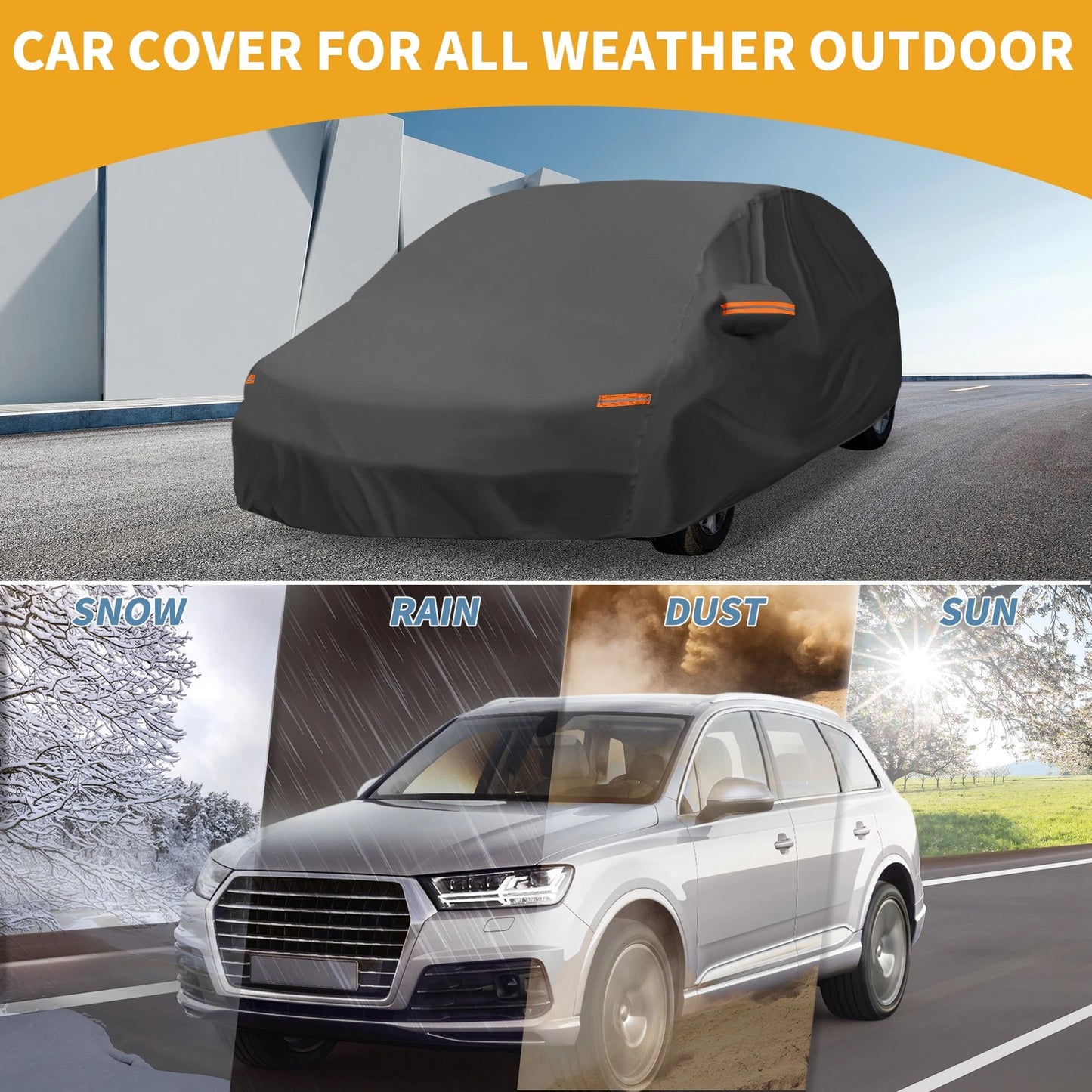 Waterproof All Weather Car Cover with Reflective Strap for Ford Fiesta Sedan