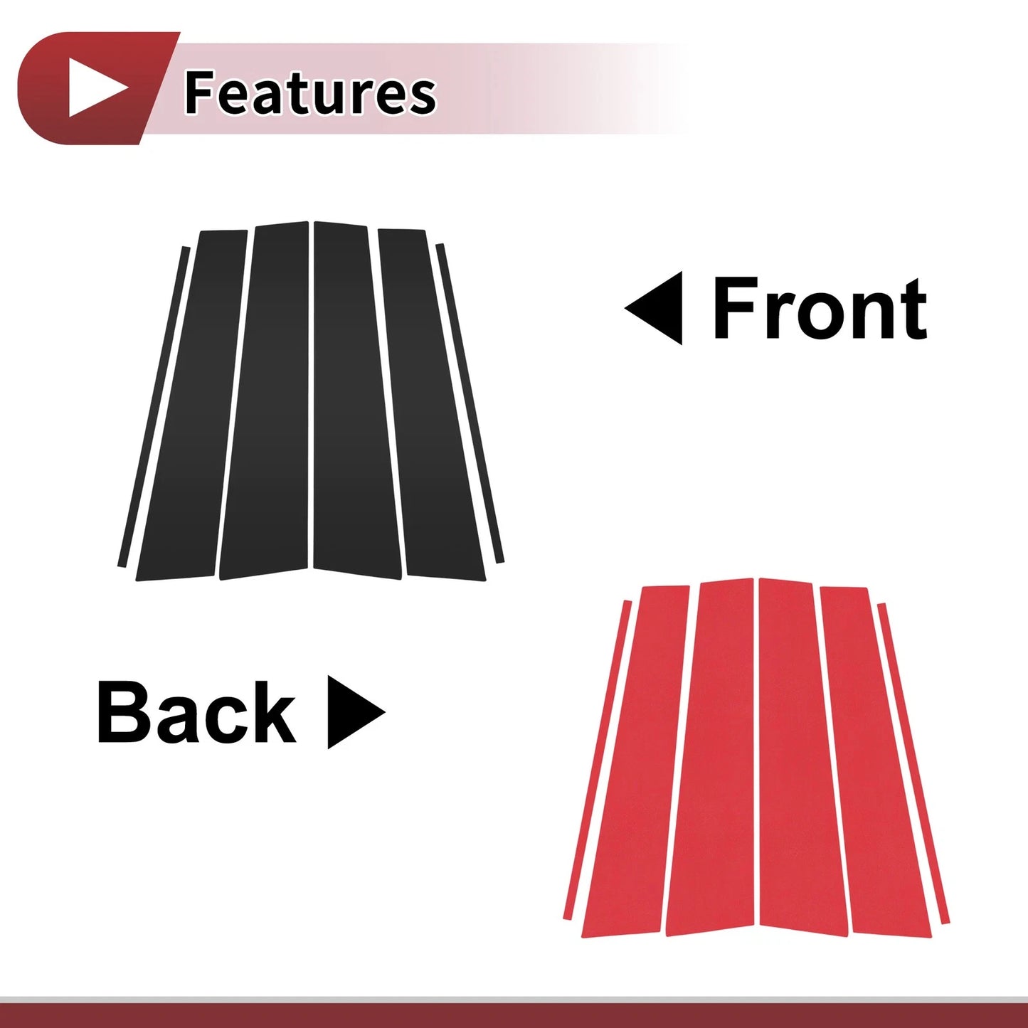 6 Pcs Car Door Pillar Window Trim for Toyota Fortuner (2014–2015)