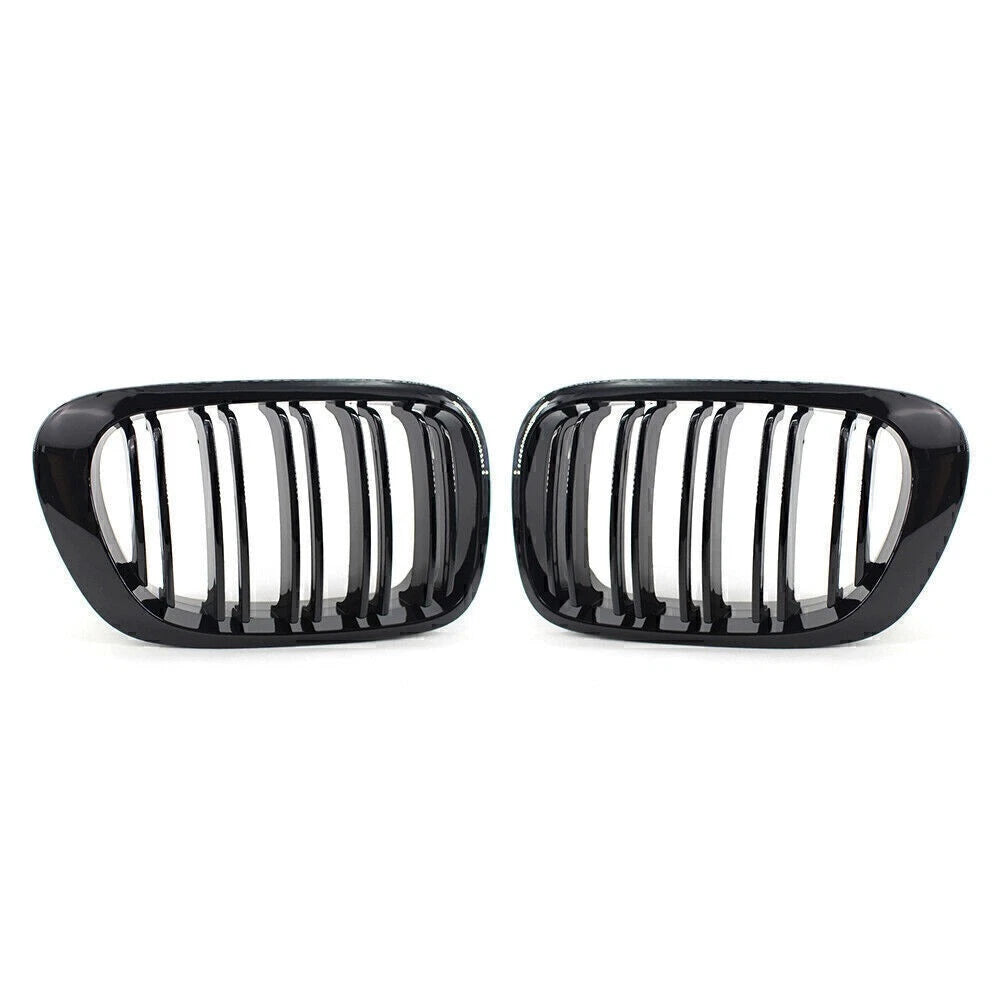 Gloss Black Double Slat Front Bumper Grille for BMW 3 Series E46 Coupe/Cabrio