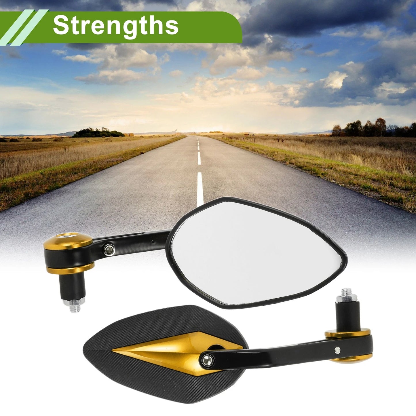 M8 / 1 Set / Rear View Mirrors Prismatic Shape Black Gold Tone Aluminum for M8