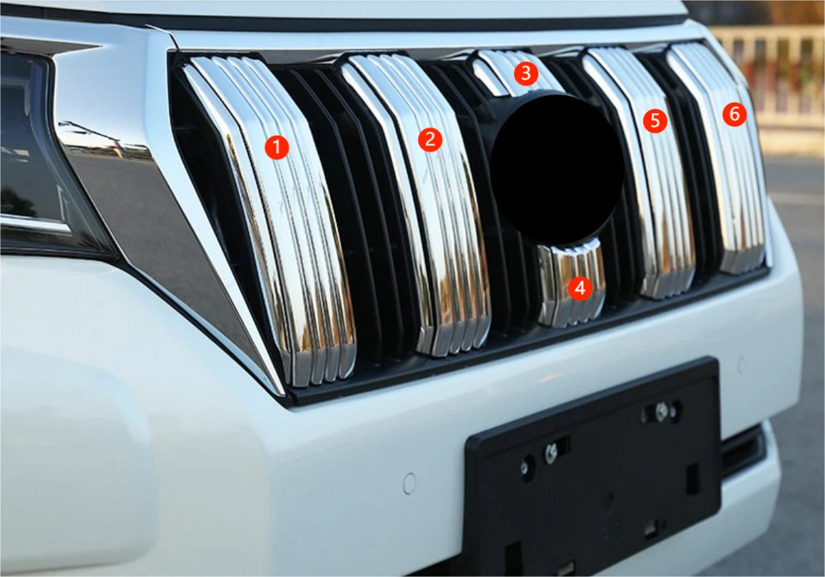 Chrome Front Center Grille Cover Trim for Toyota Land Cruiser Prado (2018-2021)
