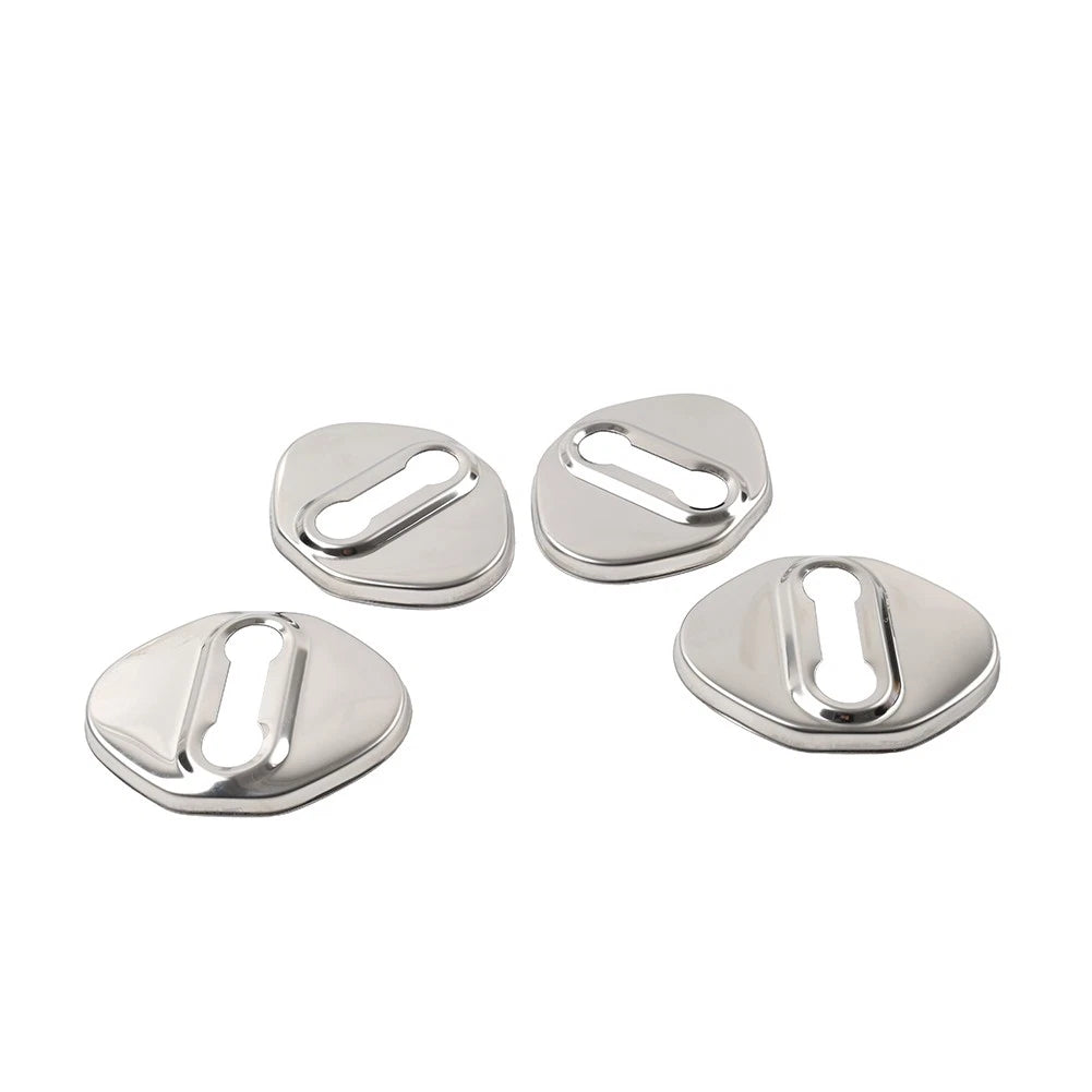 4 x Silver Car Door Lock Protective Covers for Honda, Toyota, Mazda, Hyundai