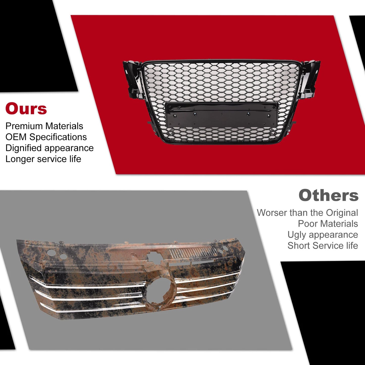 Gloss Black Bumper Grille for Audi A5 S5 8T 2008-2012 Bodykit