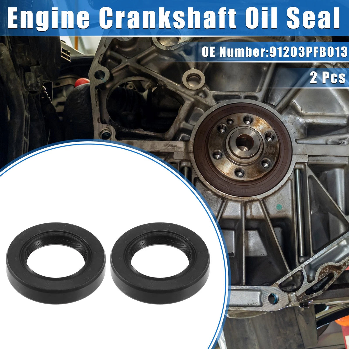2 x Engine Camshaft Seals for Honda CR-V (1997-2001) Rubber Black