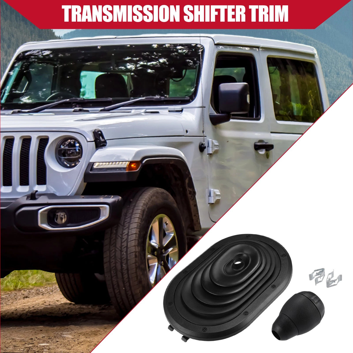 Car Gear Shifter Boot Cover for Jeep Wrangler (2007-2010) - Black