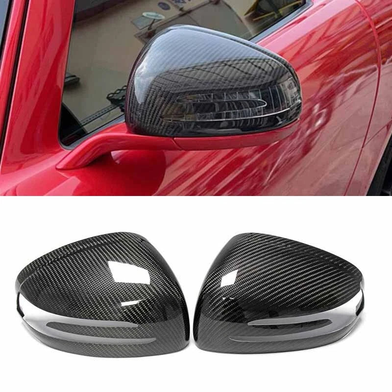 Real Carbon Fiber Stick-on Side Mirror Caps Trim for Benz R172 SLK SLC SL AMG GT