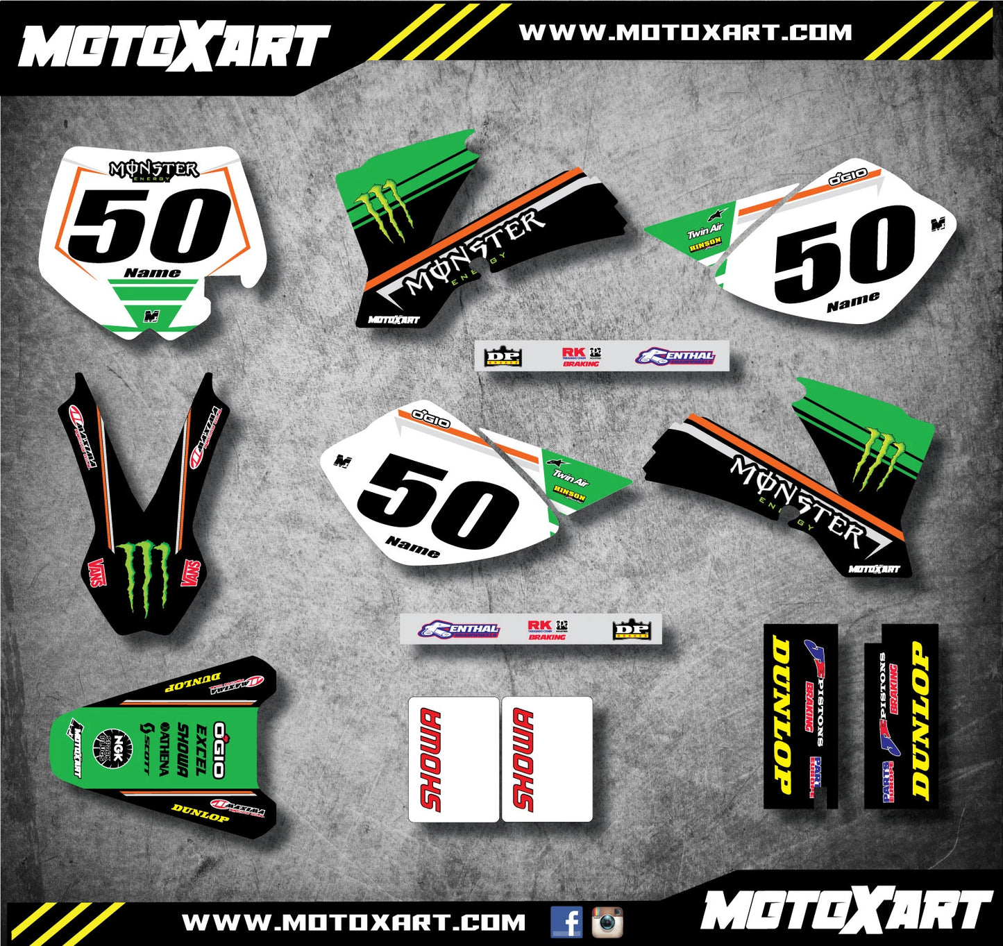 BURNOUT STYLE Custom Graphics Full Kit Stickers for KTM 50 (2002-2008)