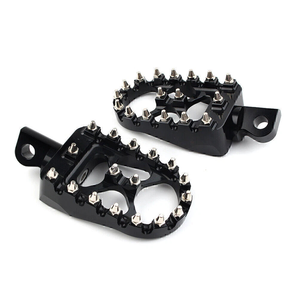 Wide Black Foot Pegs MX Style for Harley Dyna Sportster Iron 883 Fatboy (2004-2023)
