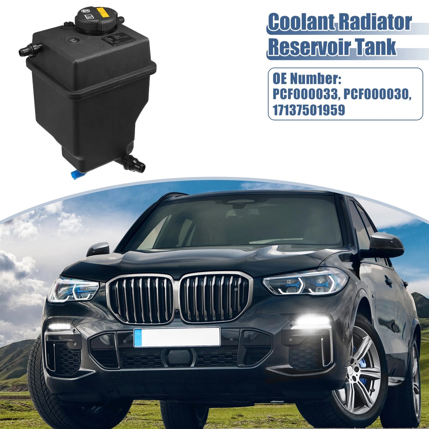 Coolant Radiator Reservoir Tank with Cap & Sensor for BMW X5 (2000-2006)