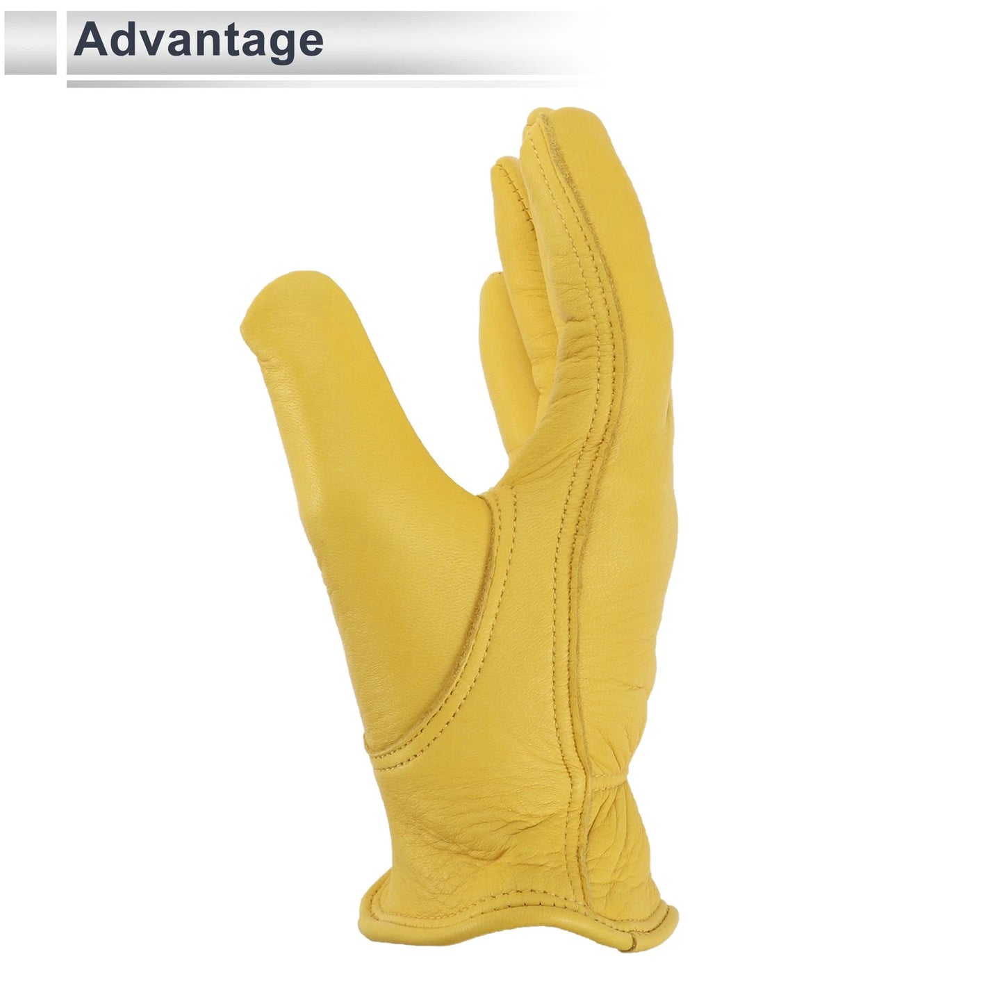 1 Pair Gloves Breathable Full Finger XL Yellow Deerskin for Motorcycle