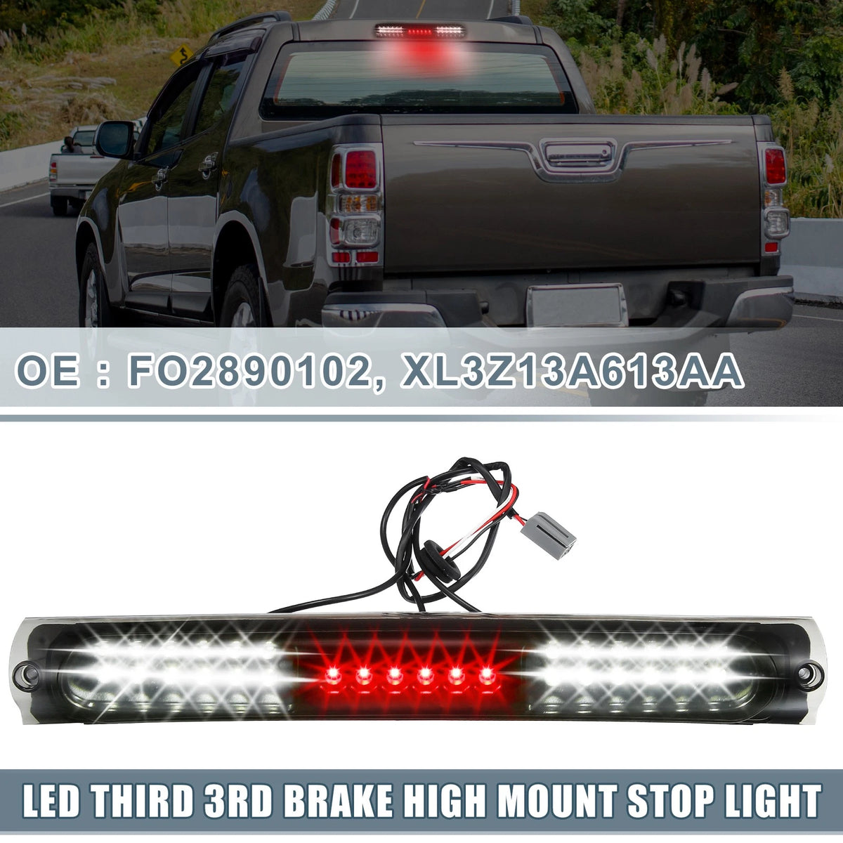 High Mount Stop Light for Ford F150 Black Housing Smoked Lens (2004-2008)