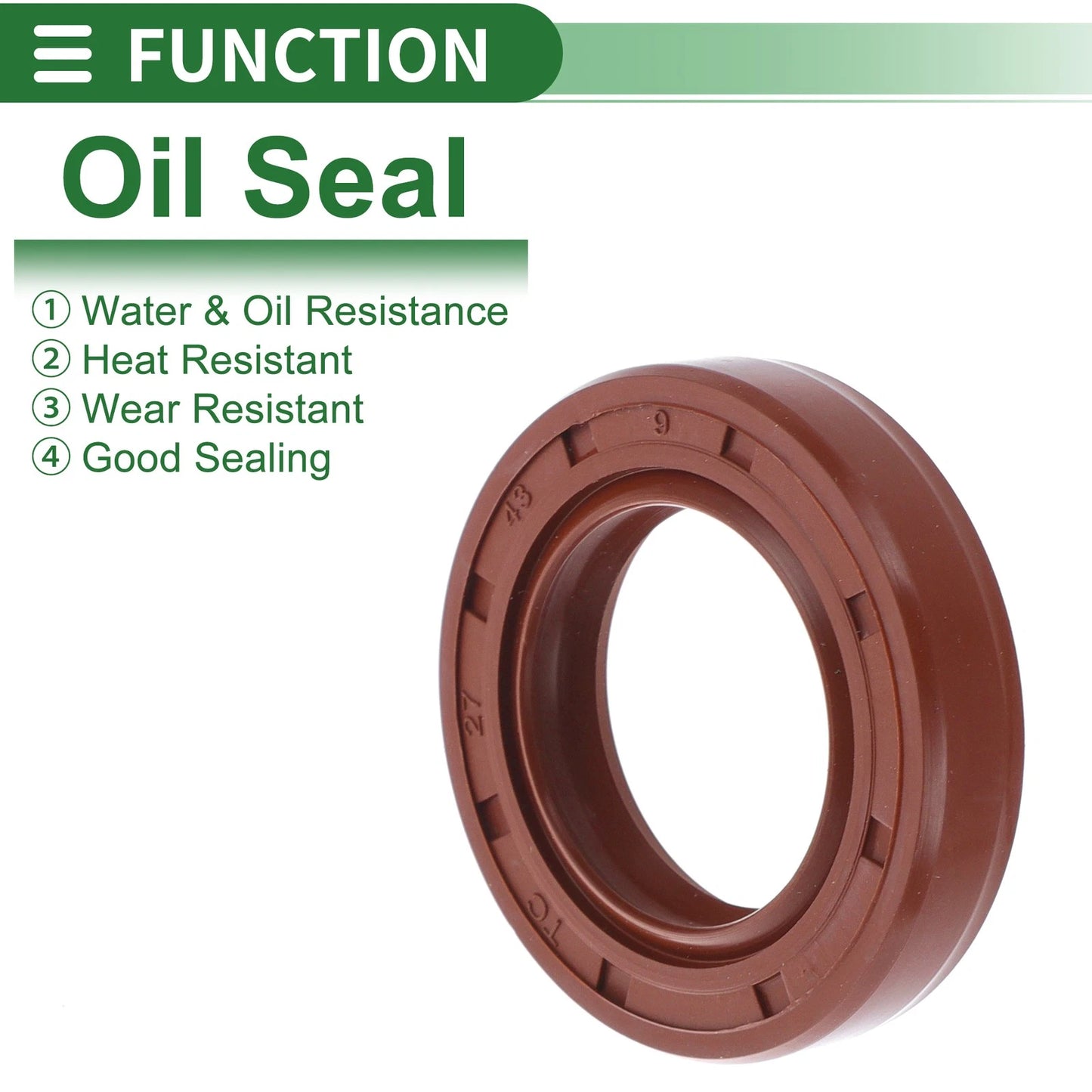 Oil Seal / 27x43x9mm / Seal Ring Rotary Shaft Seal FKM Rubber / 5 x Brown