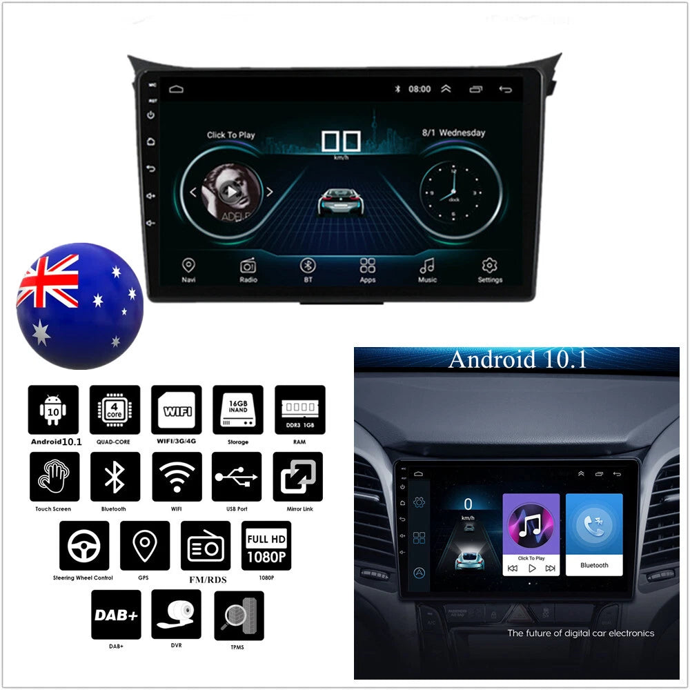 9" Android 10.1 Stereo Radio GPS Navigation Head Unit for Hyundai I30 (2012-2017)