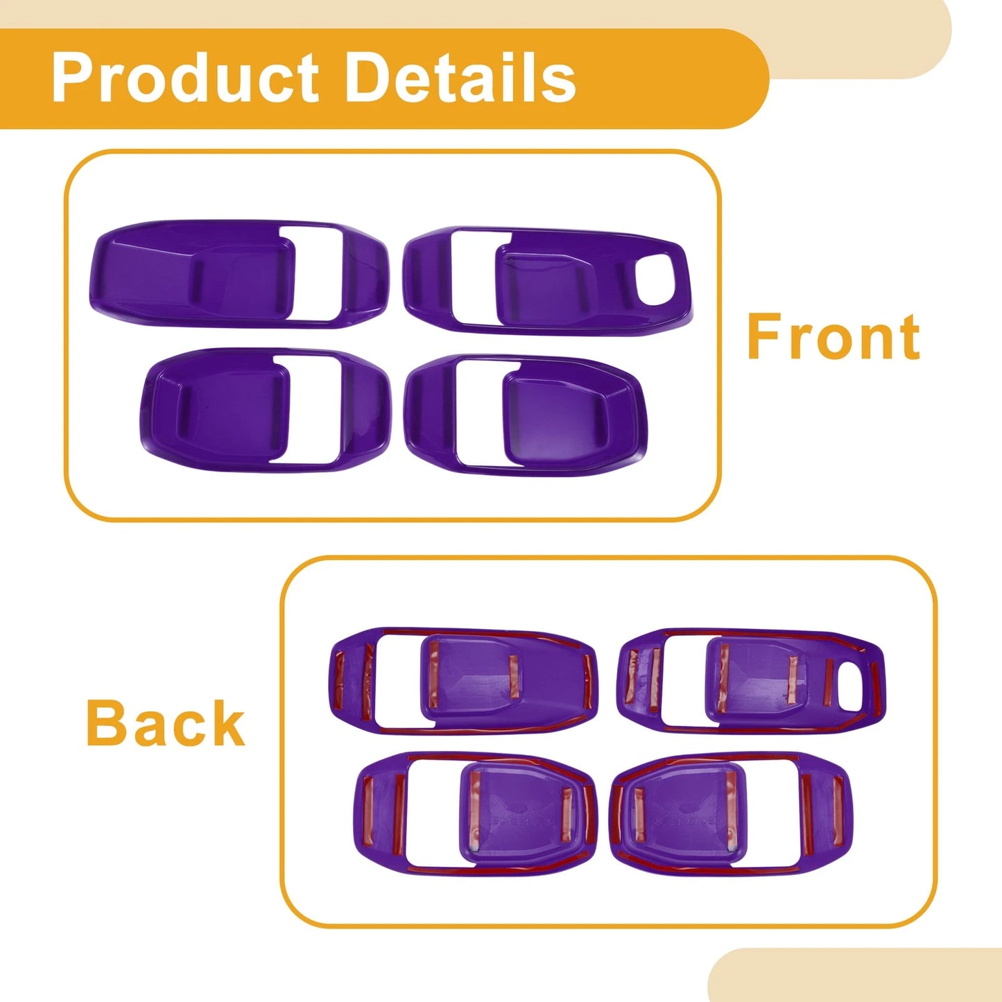 Purple Interior Door Handle Bowl Cover Trim for Jeep Wrangler Gladiator (2018-2023)