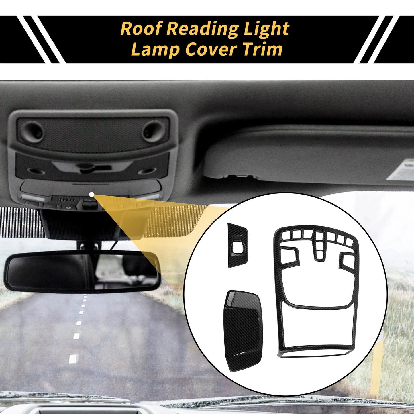 Roof Reading Light Lamp Cover Trim for Ford F-150 (2015-2020) Carbon Fiber