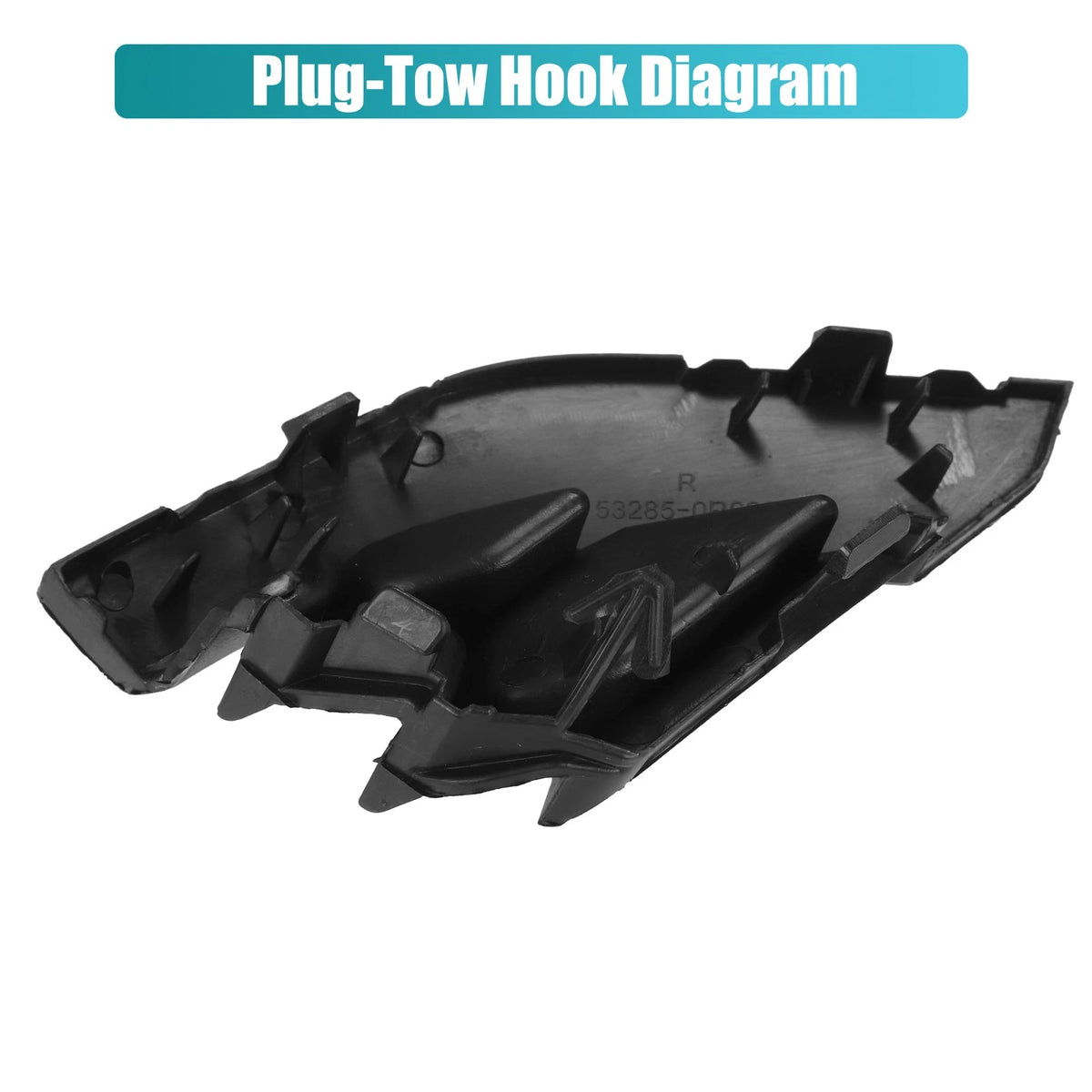 Unpainted Black Front Right Bumper Tow Hook Cover for Toyota RAV4 (2016-2018)