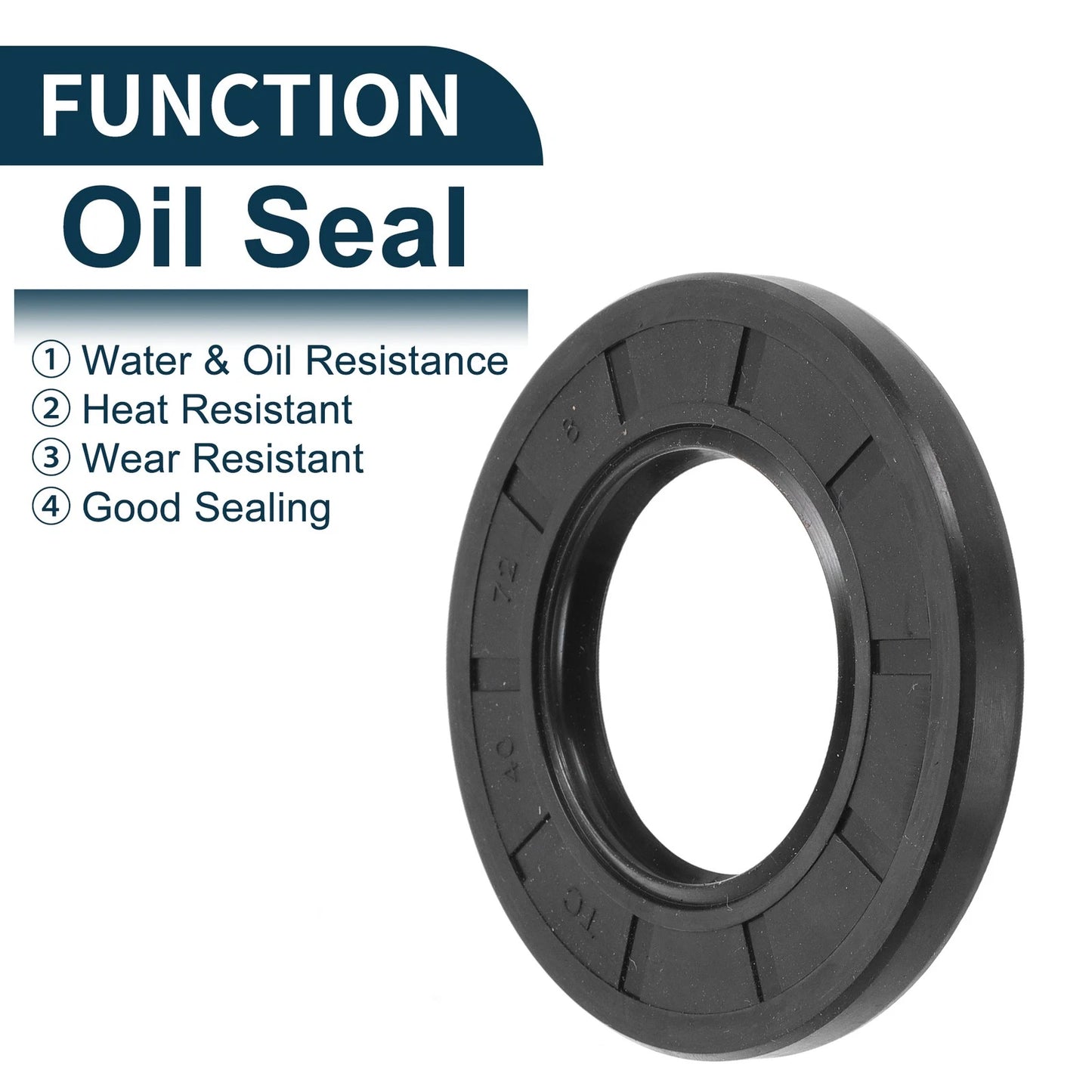 Oil Seal 40x72x8mm Black 5Pcs NBR Rubber Seal Ring Rotary Shaft