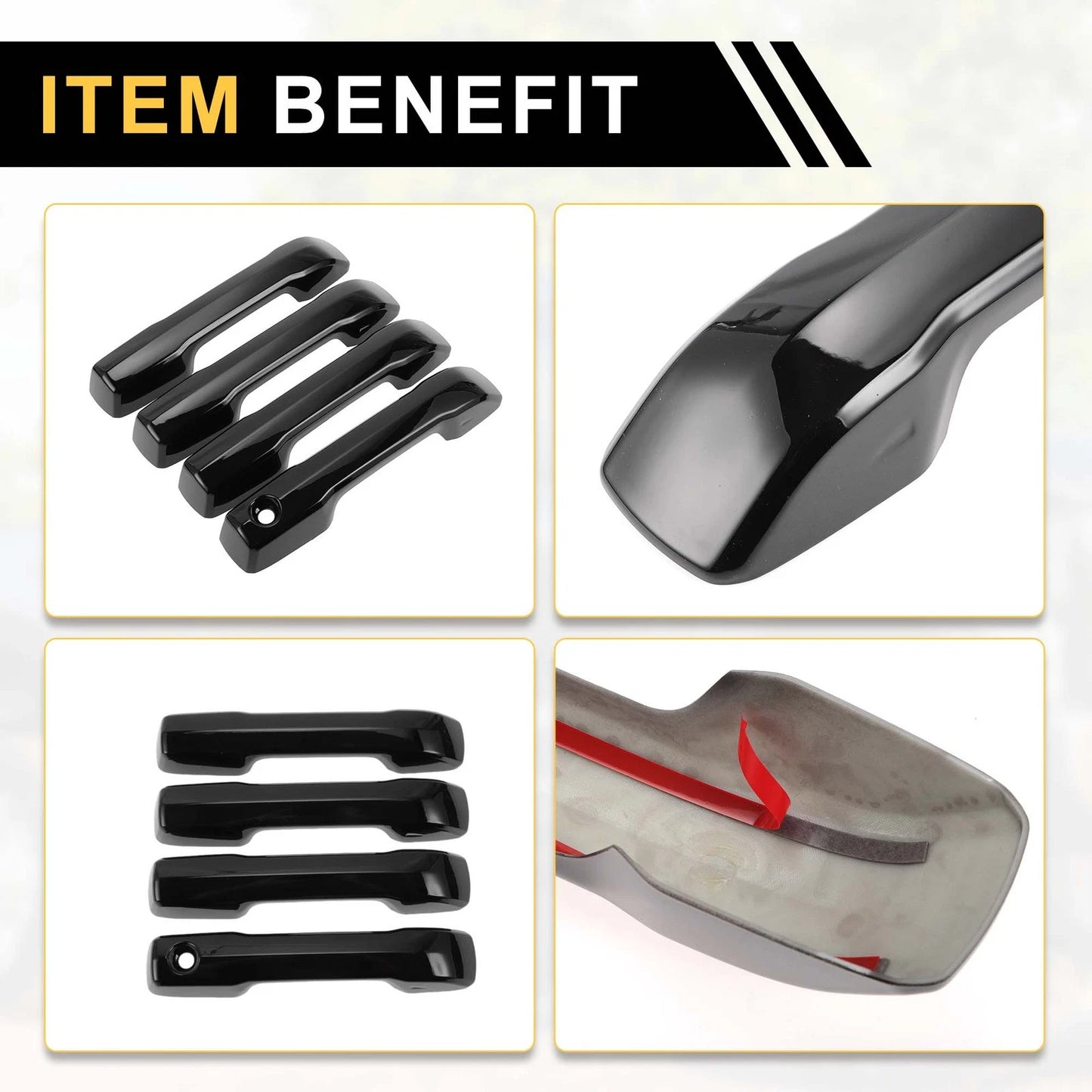Glossy Black Exterior Door Handle Covers for Toyota Tundra (2022)