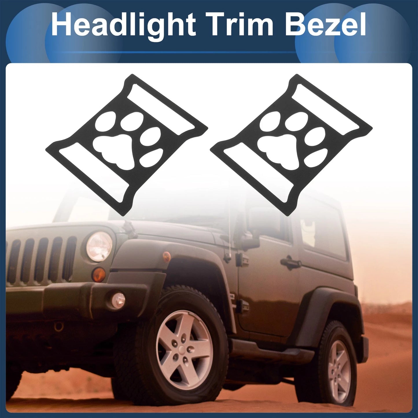 Headlight Trim Bezels for Jeep (2 x) Aluminum Alloy