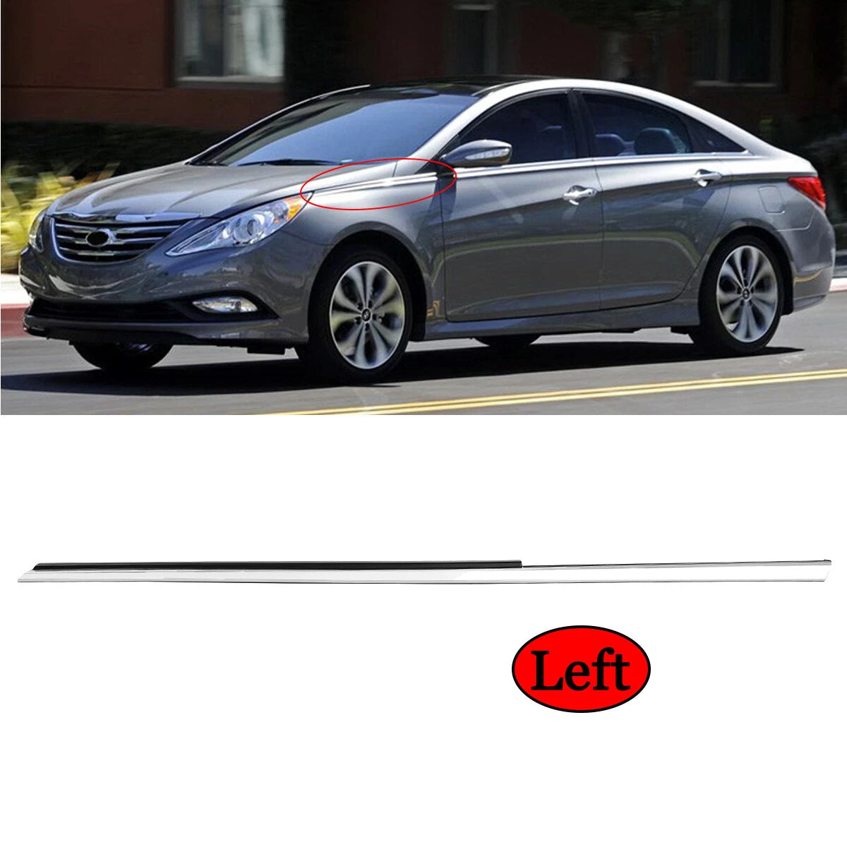 Left Driver Side Chrome Molding Fender Trim Cover for Hyundai Sonata (2011–2014)