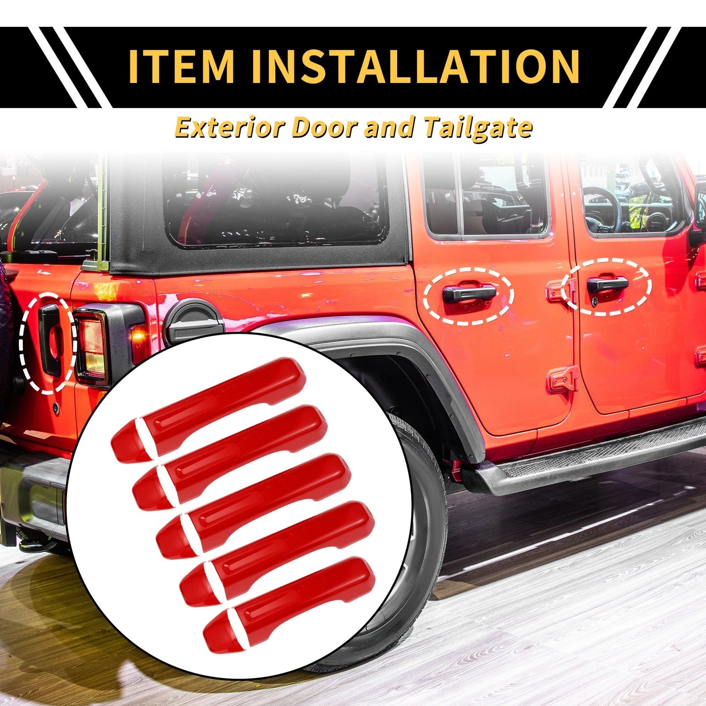 Door Tailgate Handle Cover for Jeep Gladiator JT (2020-2021) - Red