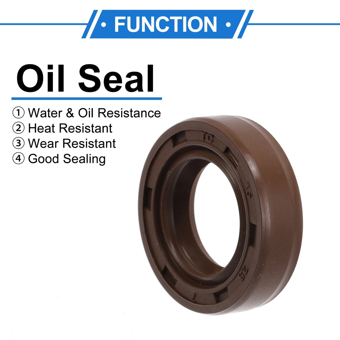 Oil Seal 2 x 15x25x7mm Rotary Shaft Seal FKM Brown for Make Model