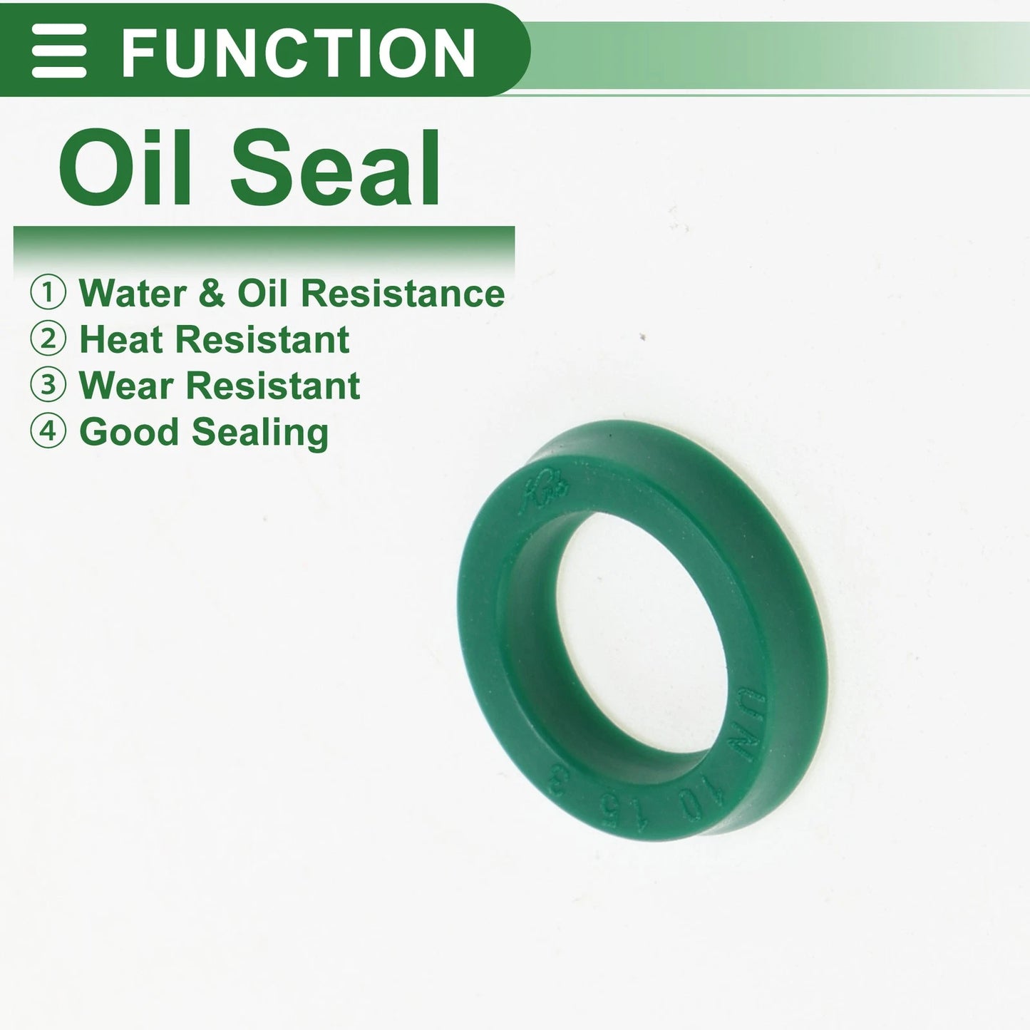 Oil Seal Seal Ring Rotary Shaft Seal TPU 10x15x3mm High Pressure Green 5 Pcs