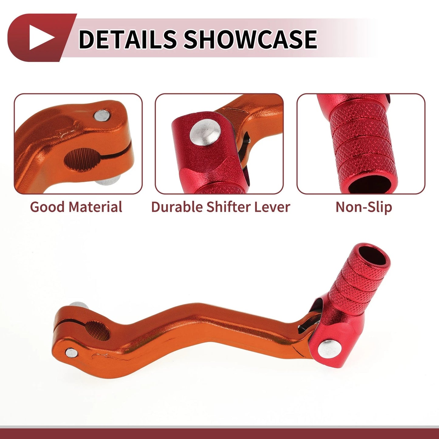 Folding Gear Shifter Lever / Orange-Red Head for Kayo T2
