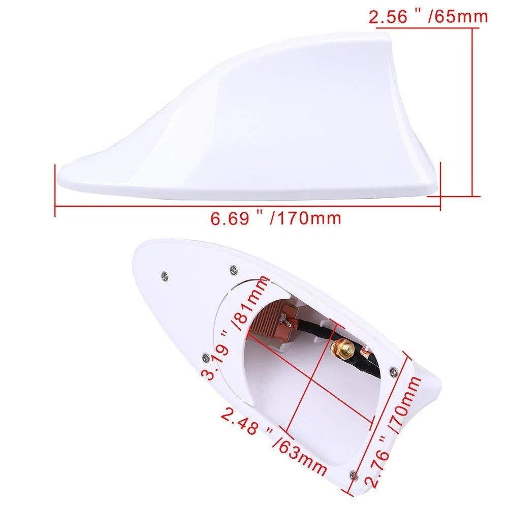 Universal White Shark Fin Antenna Cover for Car Signal Radio AM/FM Aerial