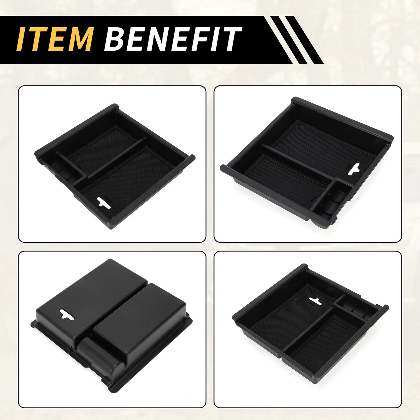 Center Console Organizer Insert Tray for Toyota Tacoma (2016-2021) Black
