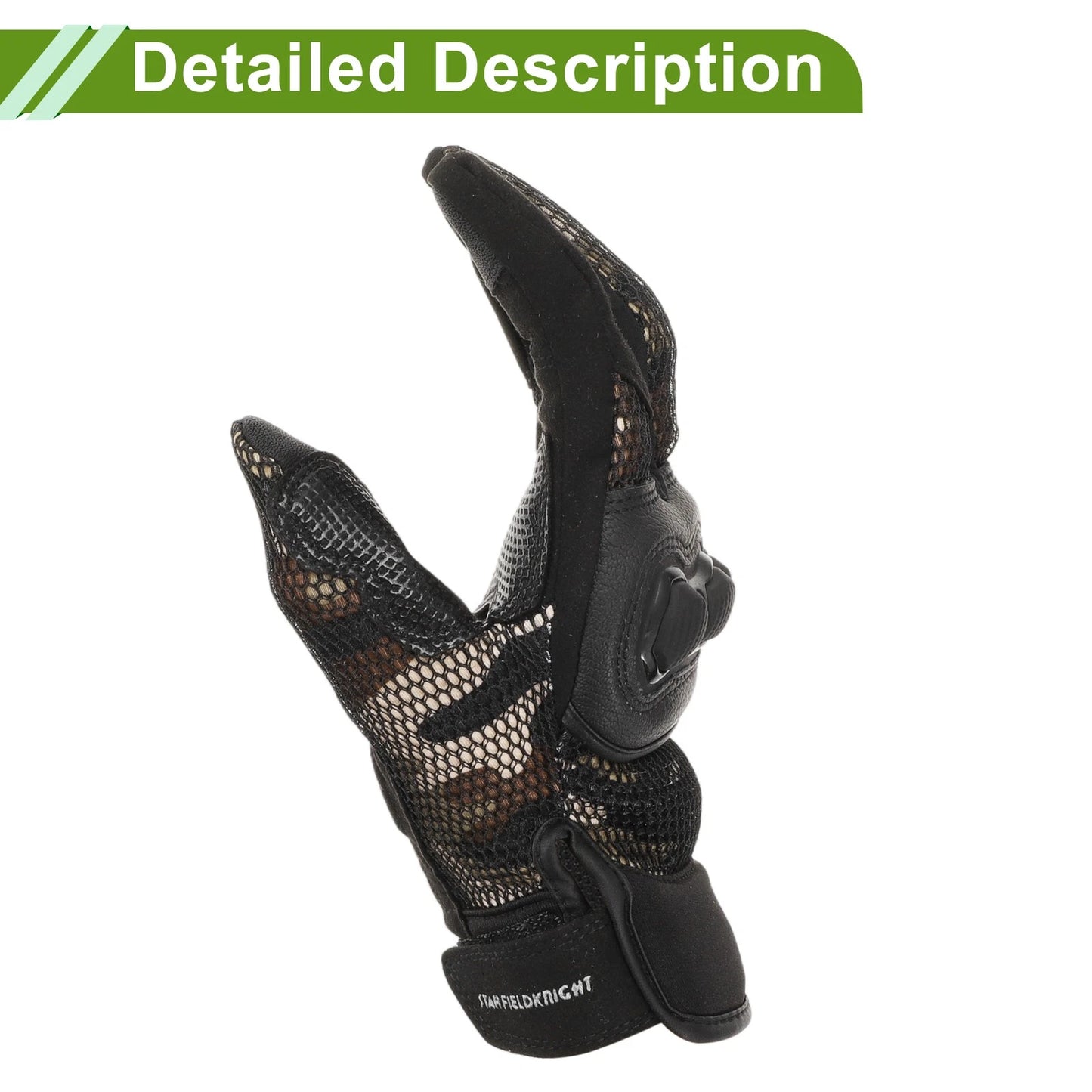 Motorcycle Gloves Breathable Full Finger Leather Outdoor Gloves Brown 1 Pair