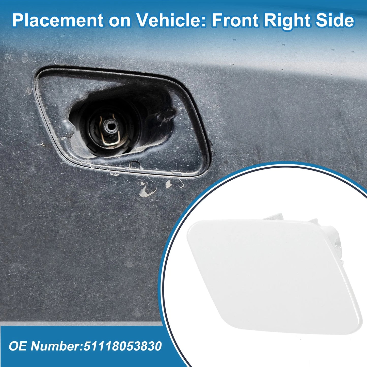 Front Right Side Bumper Headlight Washer Nozzle Cover for BMW 1 Series (2012-2019)